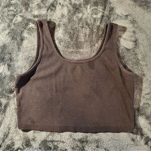 Brown Ribbed Tank Top